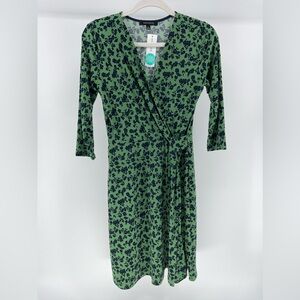 Hailey:23 Meesha Faux Wrap Knit Dress in Green Floral, NWT, Women's Small